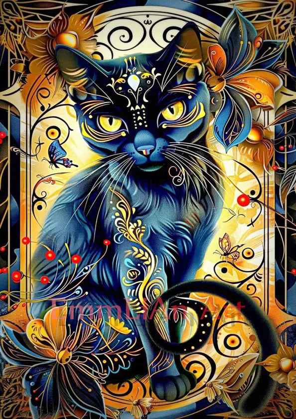 100% Fairy Dust Diamond Painting Kit Black Cat Square Mosaic Embroidery Gem Cross Stitch Full Crystal Diamond Art Home Decor