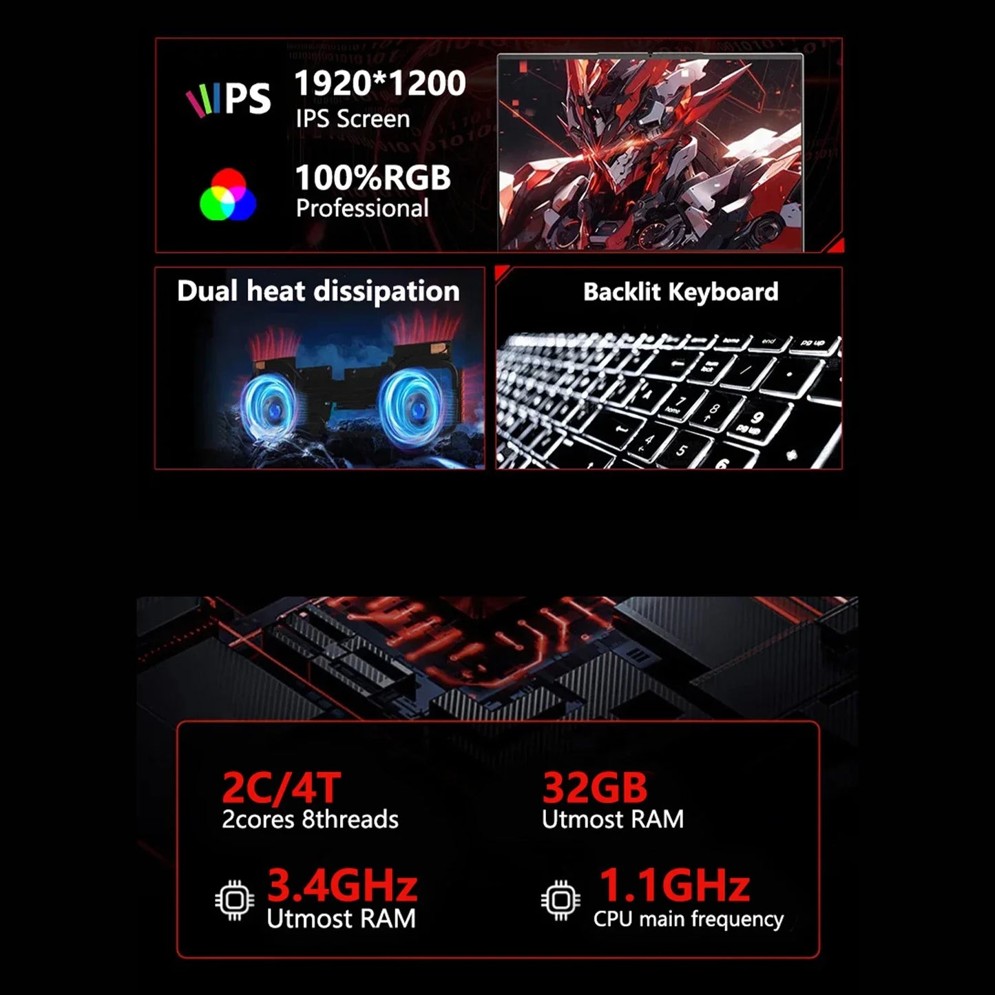 Sleek New 15.6 Inch Laptop 32GB DDR3 512GB 1TB 2TB SSD Windows11 Notebook PC Intel 6500Y Office Gamer Backlit Computer