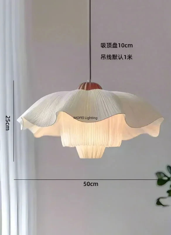 Nordic Petal Shaped French Chandelier Simple Romantic Cream Style Living Room Master Bedroom Home Decor Elegant Pendant Light