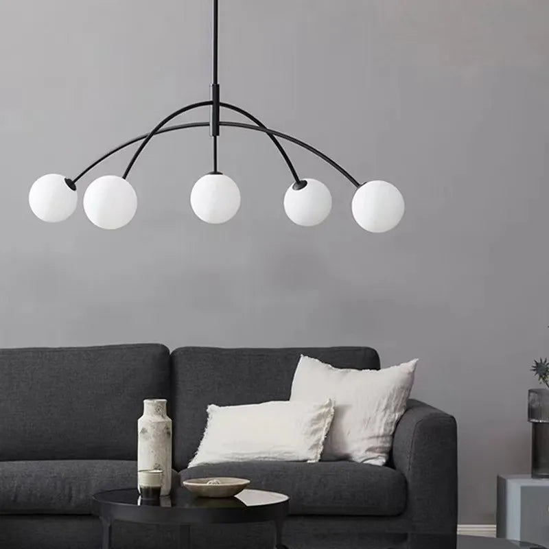 Modern Minimalist LED Ceiling Suspension Lamp Cream Ball Chandelier Home Decor for Lounge Lobby Bar Bedroom Dinning Indoor Light
