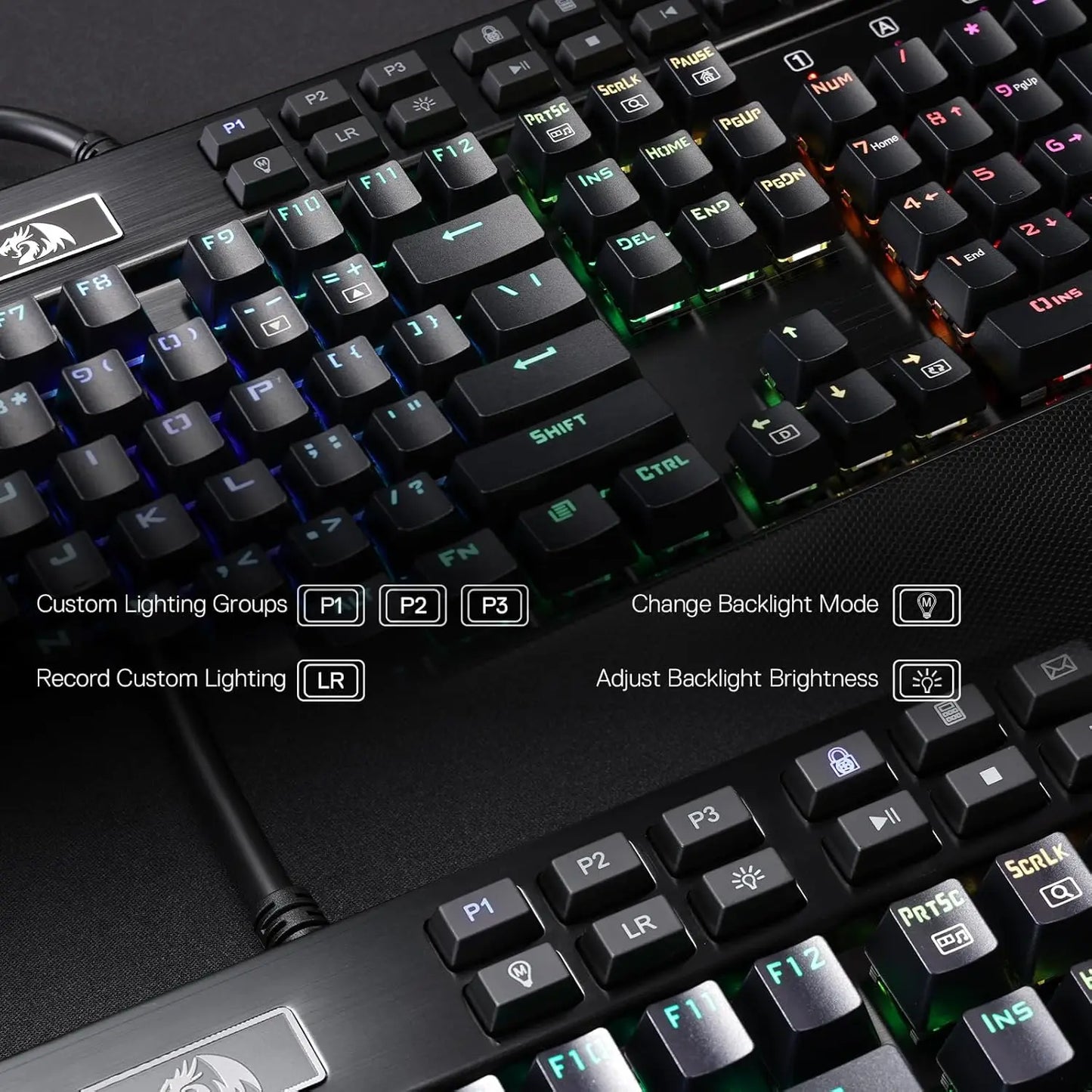 Redragon K550 RGB Gaming 104 Keys + 12 Macro G Keys Wired Mechanical & Wrist Rest Keyboard