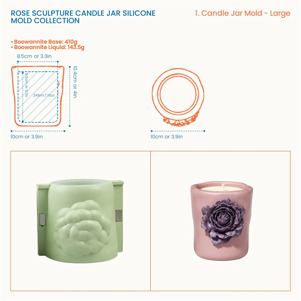 Nicole Rose Sculpture Concrete Silicone Mold DIY Handmade Candle Jar Molds for Gypsum and Jesmonite Home Decor