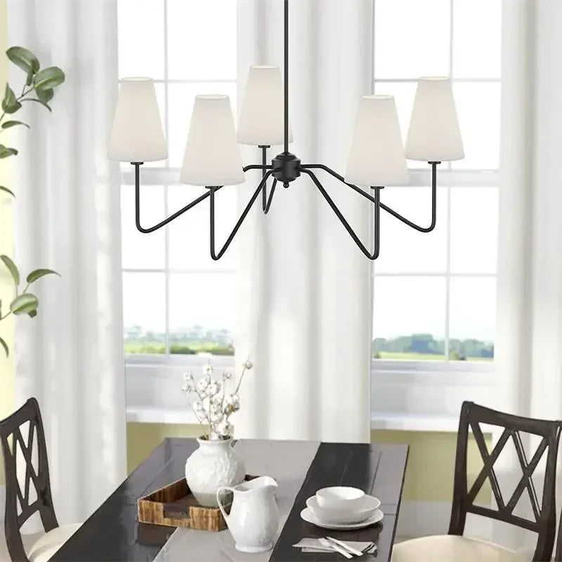 Modern Salon Home Decor Pendant Lights American Style White Linen Shades Led Lamp Living Room Dining Table Bedroom Chandeliers