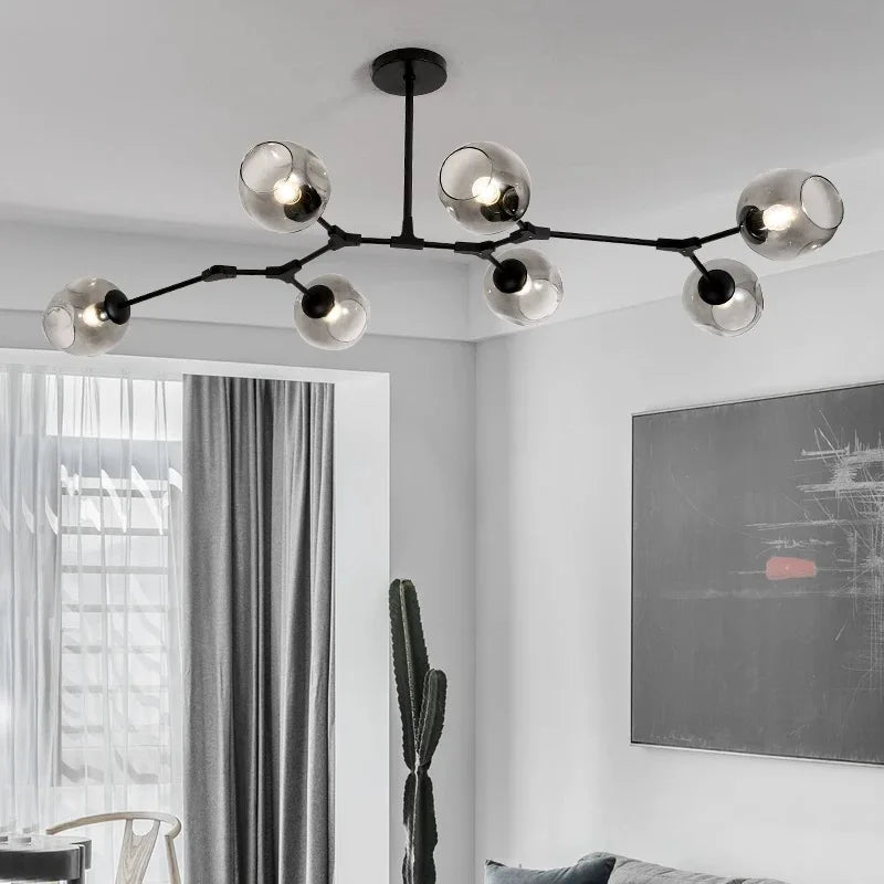 Nordic Molecular Chandelier Modern Branched Glass Ball LED Chandeliers Living Room Bedroom Home Decor Hanging Kitchen Fixtures