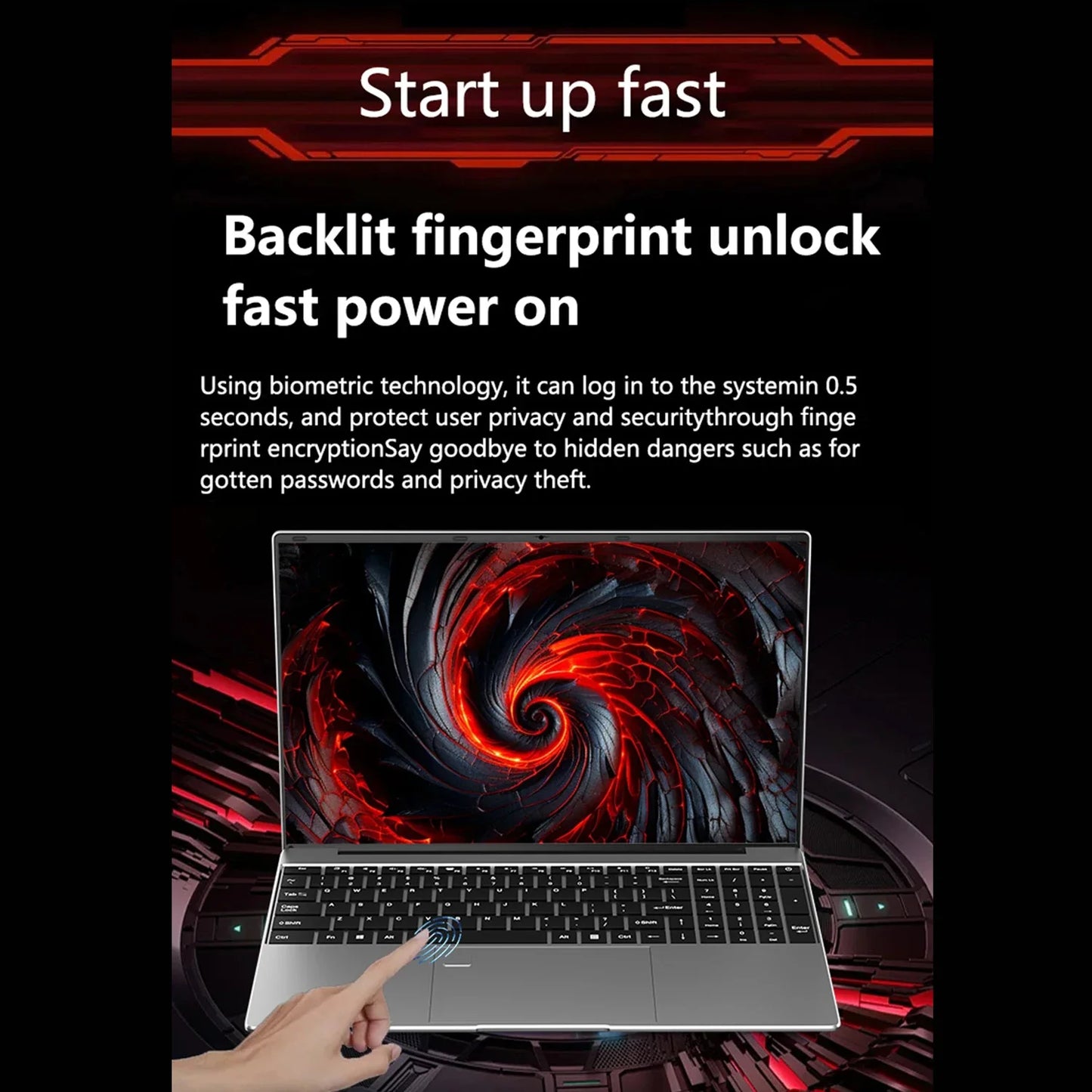 Blazing New 15.6 Inch Laptop Intel 6500Y 32GB DDR3 512GB 1TB 2TB SSD Windows 11 Backlit Fingerprint Gaming Office Notebook