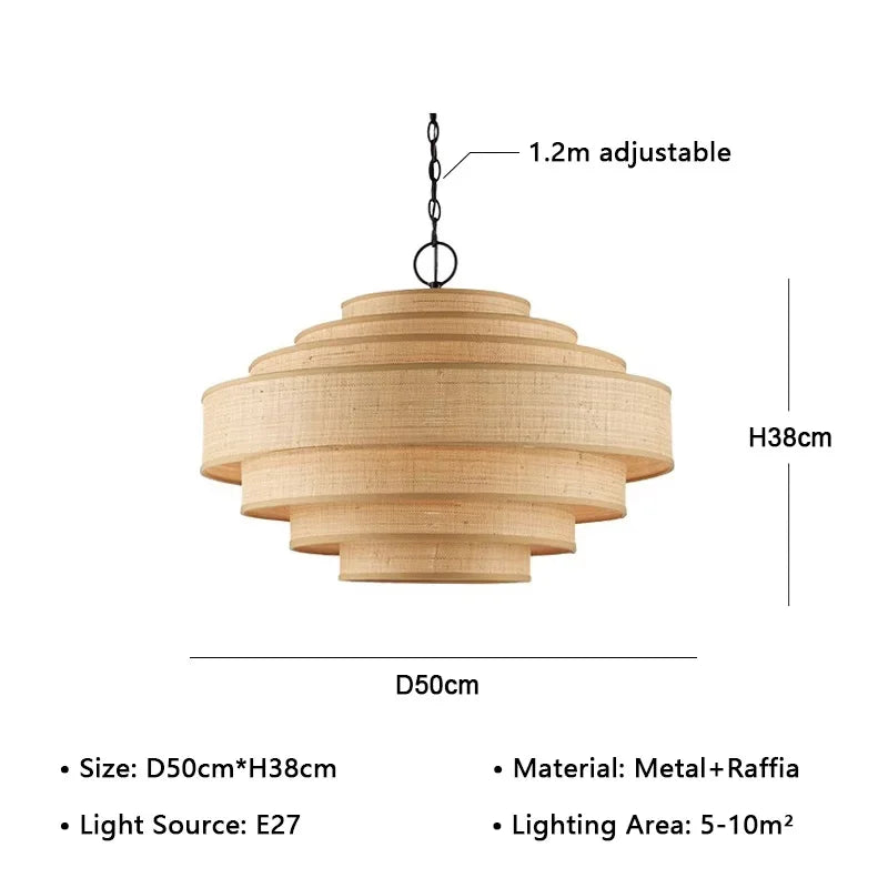 Restaurant Wabi-sabi Fabric Art LED Pendant Light E27 Silk Lustre Chandelier for B&B Island Counter Loft Lamps Design Home Decor