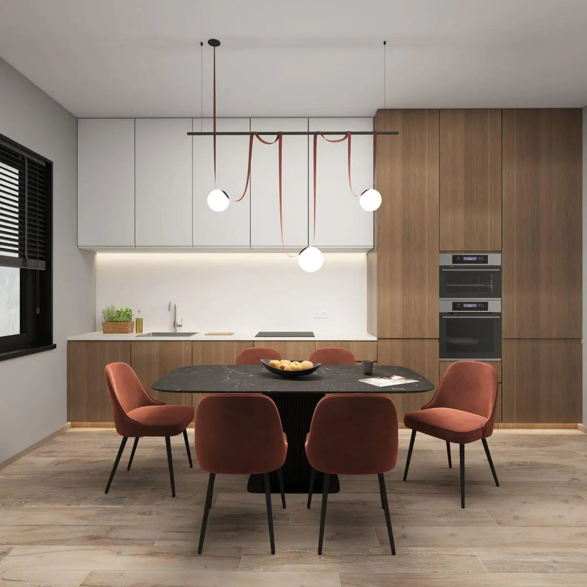 Modern Trendy Black Red Long Belt LED Chandelier Home Decor Lumunaire Indoor Lighting Lamp For Dinning Room Bar Bedroom