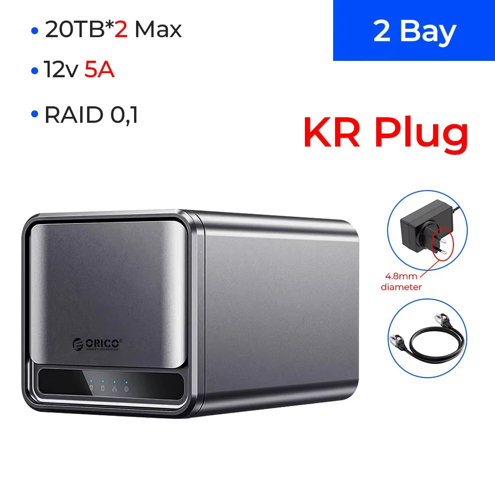 Orico TS200 USB 3.2 MetaCube Household Storage SATA NAS 2/5 Bay HDD/SSD Enclosure 40TB/100TB House Personal Cloud Serve Backup