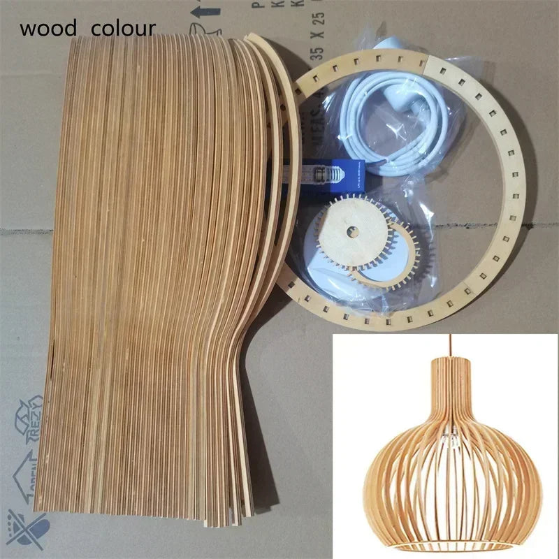Restaurant Birdcage Handmade Wabi-sabi LED Pendant Light Black White Blue Walnut Color Chandelier Home Decor Lamps Hollow Design