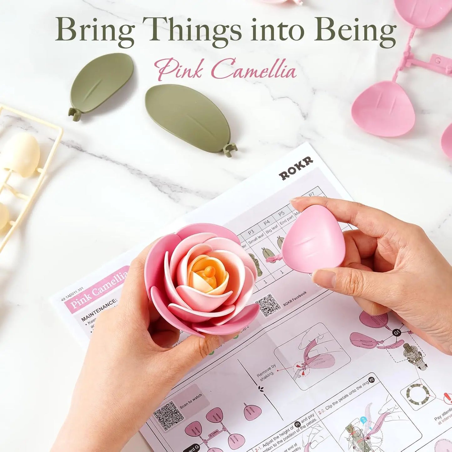 Rolife 3D Puzzle Flowers Wooden Model Kits Home Decor Accessories Living Room Gifts  on Valentine's Day Flower for Women