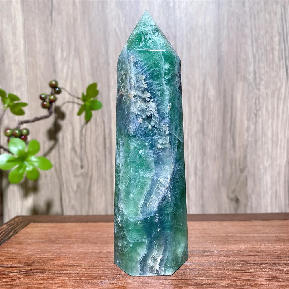 Unique Large Natural Colourful Fluorite Tower Crystal Wand Reiki Healing Mineral Stones Crafts Home Decor Christmas Gifts
