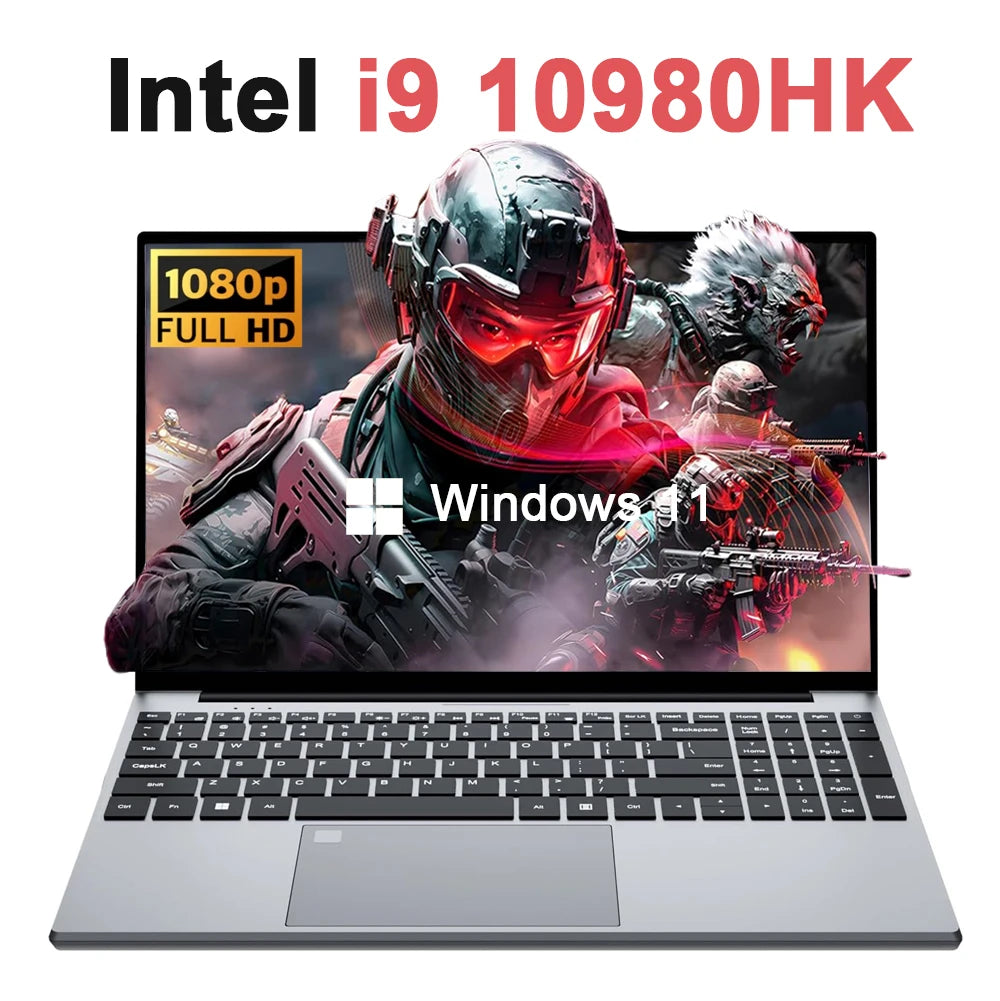 Portable 15.6" Laptop Computer Windows 11 Intel Core i9-10980HK/9900U 16GB RAM 1TB SSD Office Laptop Fingerprint Unlock Notebook