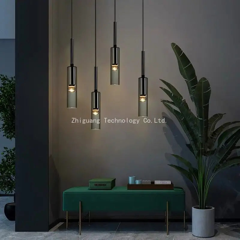 Nordic Minimalist LED Glass Chandelier Ceiling Pendant Lamp Bedroom Bedside Bar Counter Home Decor Lighting Fixtures