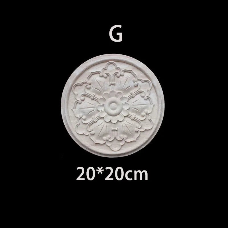 Wood Carving Onlay Applique Figurines Decor Living Room Furniture Decoration Unique Natural Floral Wood Carved Decal Home Decor