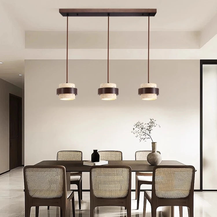 Modern Minimalist Wood LED Pendant Lamp Dining Room Bedroom Chandelier Bedside Natural Stone Indoor Home Decor Hanging Lighting