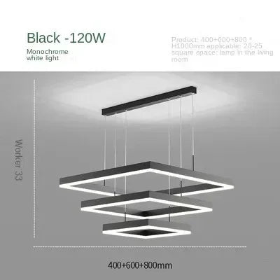Modern Led Square chandelier Bedroom Table Dining Living Room Kitchen Island Dimmable Pendant lamp Home Decor Lusters Fixture