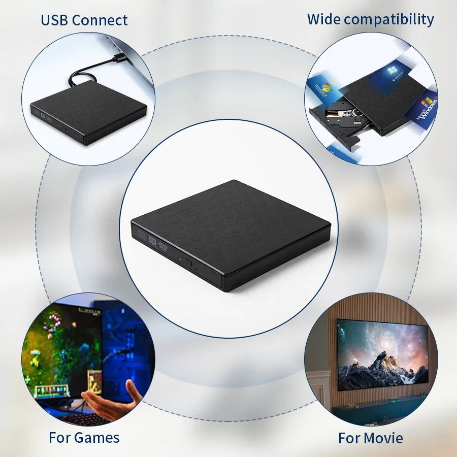 USB3.0 & Type C Slim CD Writer Burner Reader Player Optical Drive External DVD RW CD Drive For Laptop PC DVD Burner DVD Portatil