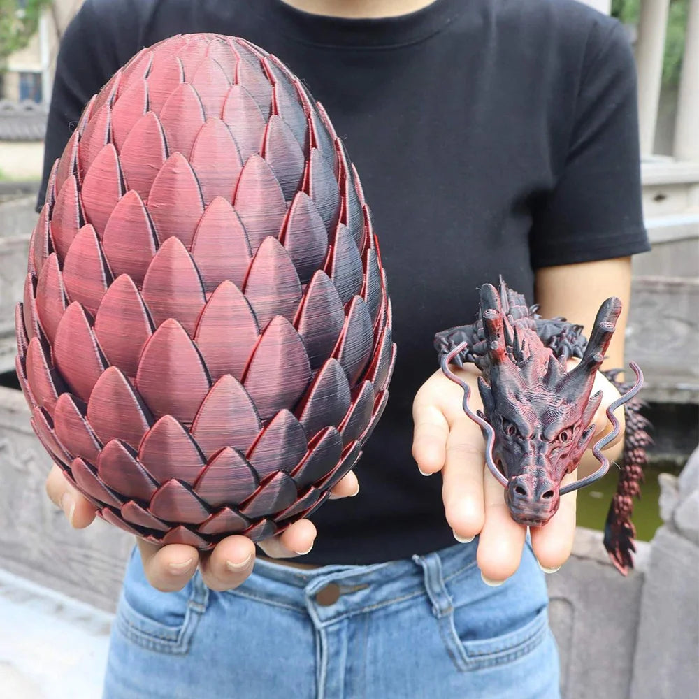 2pcs 3D Printed Huge 18cm Scaled Egg + 60cm Big Dragon, Unique Home Decor Figurines Gift for Parties,Christmas Decorations