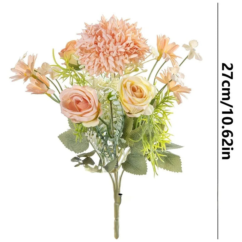 1PC Artificial Flowers Wedding Decor Props Bedroom Decoration Bridal Bouquet Garden Fake Silk Roses Hydrangeas Daisy Home Decor