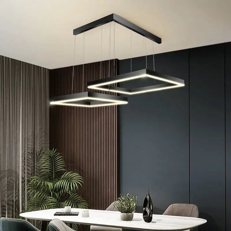 Modern Led Square chandelier Bedroom Table Dining Living Room Kitchen Island Dimmable Pendant lamp Home Decor Lusters Fixture