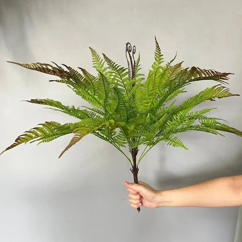 18 Heads Artificial Green Fern Plants for Living Room - Faux Large Fern Grass for DIY Crafts, Garland, Wreath & Home Decor