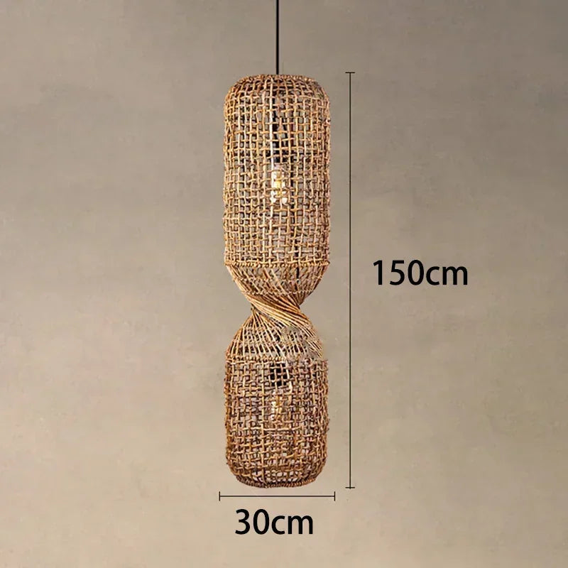 Japanese Wabi Sabi Retro Rattan Pendant Lamp Zen Tea Room Homestay Hotel Restaurant Bar Counter Chandelier Home Decor Lighting