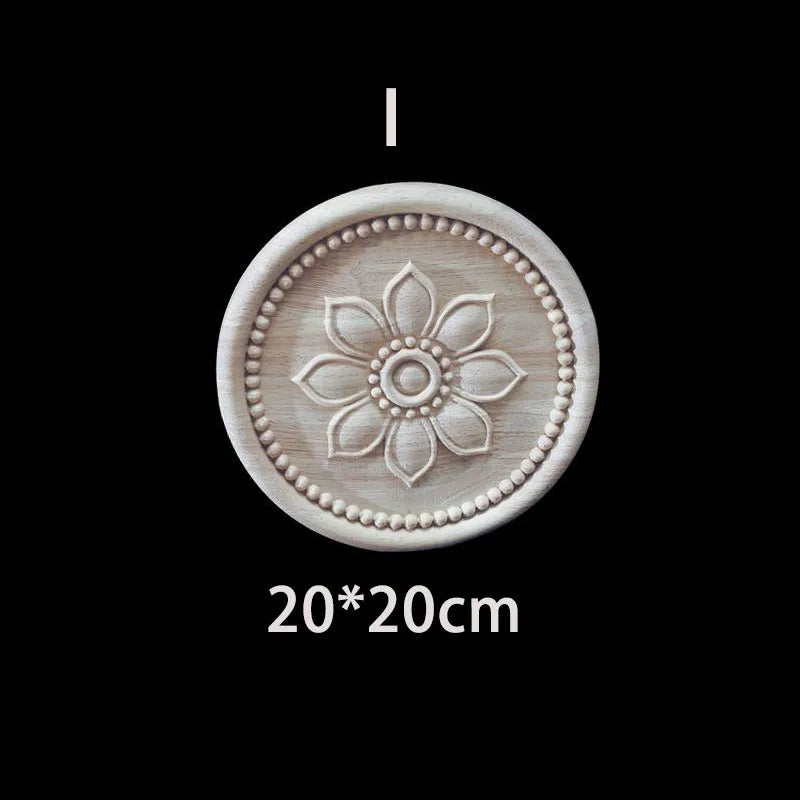 Wood Carving Onlay Applique Figurines Decor Living Room Furniture Decoration Unique Natural Floral Wood Carved Decal Home Decor