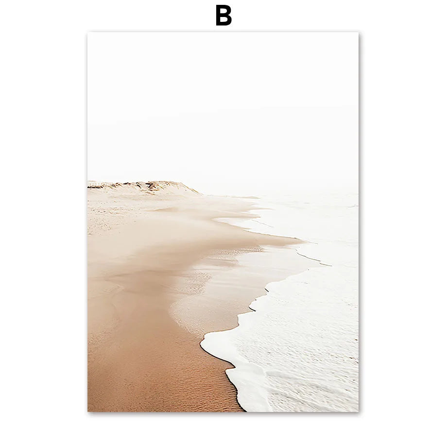 Neutral Beige Wall Art Mural Canvas Prints Boho Nature Landscape Highland Cow Coastal Pampas Grass Plant Posters Room Home Decor