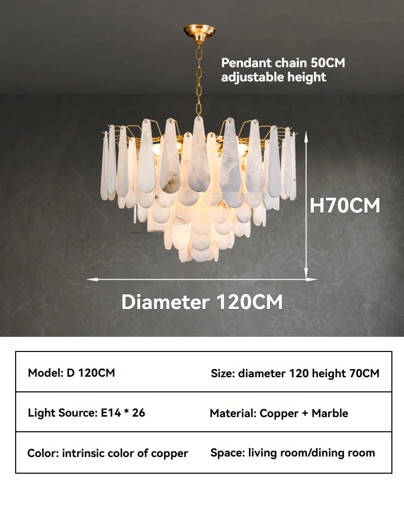 Brass Marble Chandelier Wall Lamp Modern American Style Dimmable Pendant Light for Living Room Bedroom Hotel Villa Home Decor