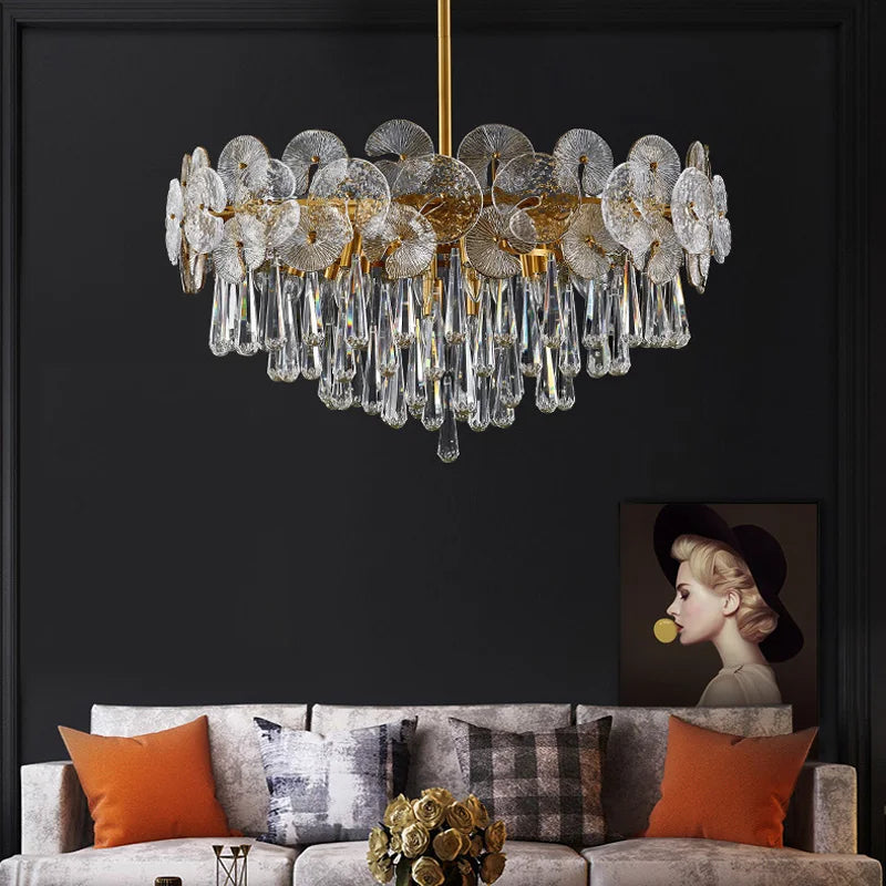 Living Room Luxury Crystal Chandelier Home Decor Items Lustre Modern Ceiling Chandeliers Lights Led Ceiling Light Chandelier