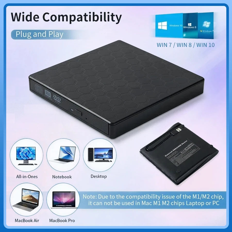 USB3.0 & Type C Slim CD Writer Burner Reader Player Optical Drive External DVD RW CD Drive For Laptop PC DVD Burner DVD Portatil