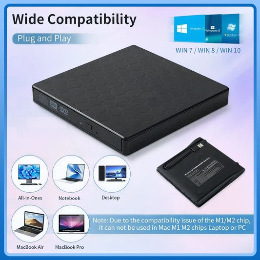USB3.0 & Type C Slim CD Writer Burner Reader Player Optical Drive External DVD RW CD Drive For Laptop PC DVD Burner DVD Portatil