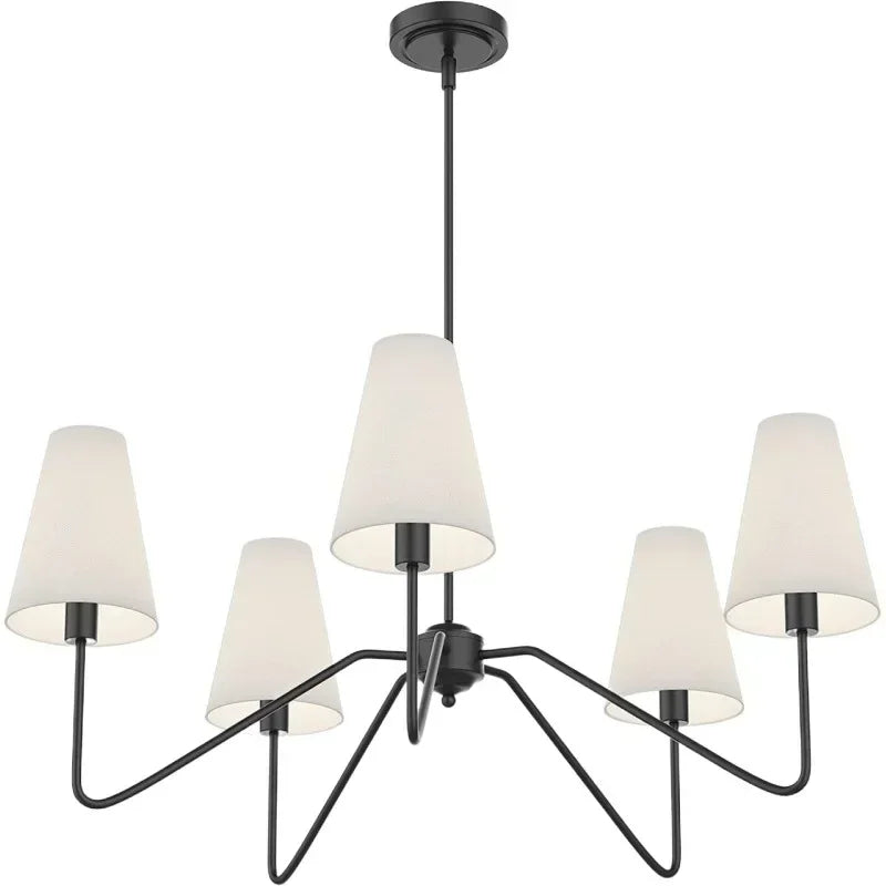 Modern Salon Home Decor Pendant Lights American Style White Linen Shades Led Lamp Living Room Dining Table Bedroom Chandeliers