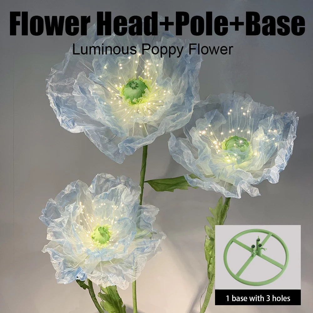 180cm Luminous Poppy Flowers Artificial Flowers Wedding Decor Props Silk Yarn Flower Window Display Garden Decoration Home Decor