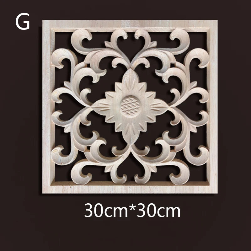 Wood Carving Onlays Appliques Decoration for Home Wood Decals for Furniture Wood Flower Crafting Wood Floral Home Decor Items
