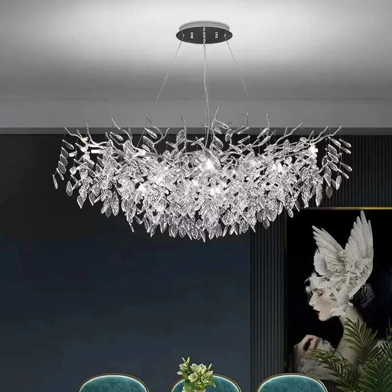 Luxury Modern Crystal Ceiling Chandelier Led Pendant Lamp Dining Living Room Bedroom Home Decor Silvery Wall Light Hanging Light