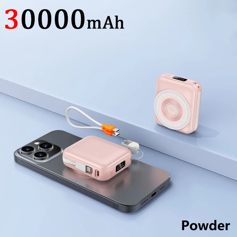 OnePlus Mini 50000mAh Magnetic Wireless Power Bank Multifunctional Type-C PD20W Fast Charging With Cables Plug For iPhone Huawei