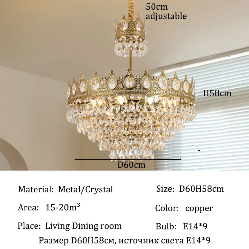 Luxury Crystal Crown Chandelier Home Decor Living Room Lights Led Ceiling Light Fixture Modern Hanging Chandelier Lighting Lamps