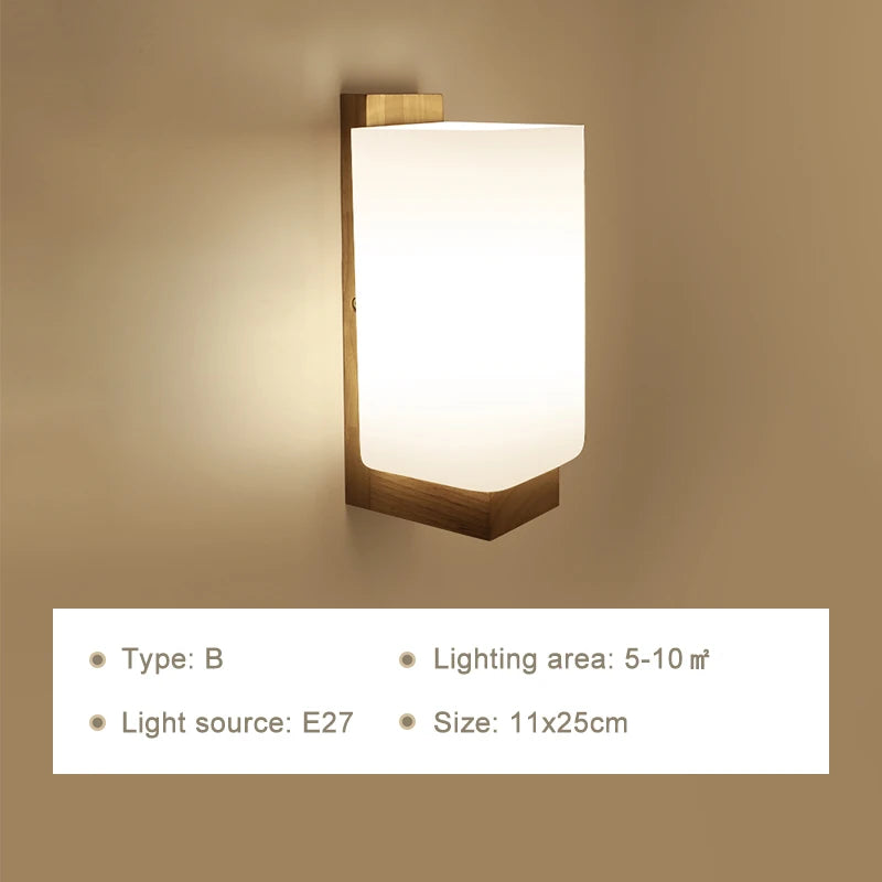 Modern LED Wall Lamps Wooden Lights Bedroom Bedside Stairs Corridor Interior Mounted Lighting Sconce Home Decor Light Fixtures