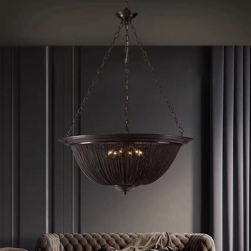 Led Black American Tassel Ceiling Chandelier 2026 Designer Home Decoration Lustres Dimmable Home Decor Lamps for Living Room