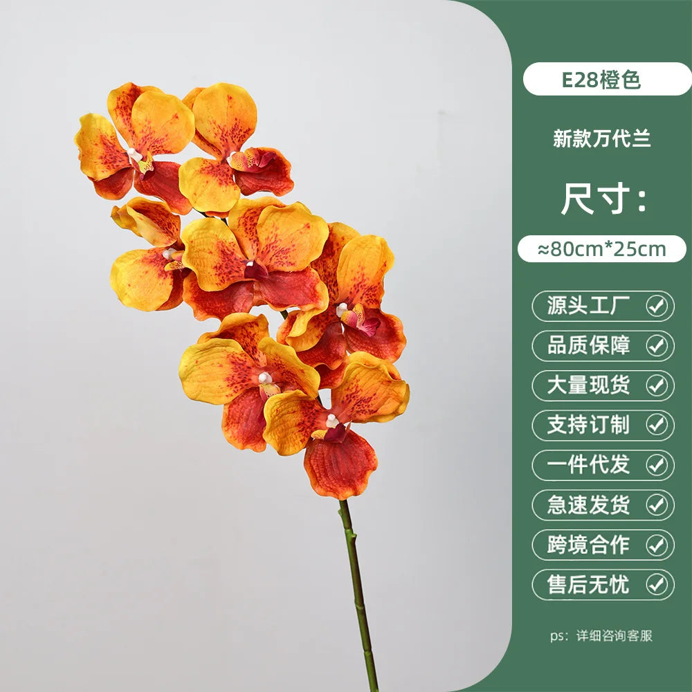 4Pcs Latex Moisturizing Vanda Orchid Artificial Flowers Wedding Flower Arrangement Real Touch Orchids Birthday Party Home Decor
