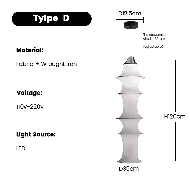 Nordic Minimalist Fabric Wabi Sabi Led Pendant Lights Living Dining Room Loft Home Decor Chandelier Bedroom Corner Bedside Lamp