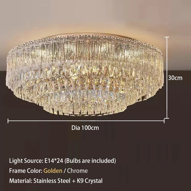 Crystal Rectangle Big Ceiling Lights LED Ceiling Chandelier Living Room Led Lamparas Para Techo Lighting for Lustre Home Decor