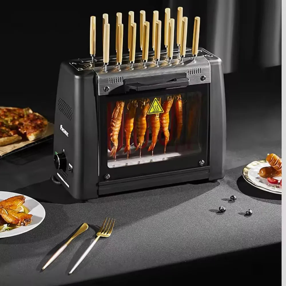 Electric 16 Skewers Stainless Steel Kebab Maker - Lamb Meat Skewers, Picnic Camping Outdoor Grill