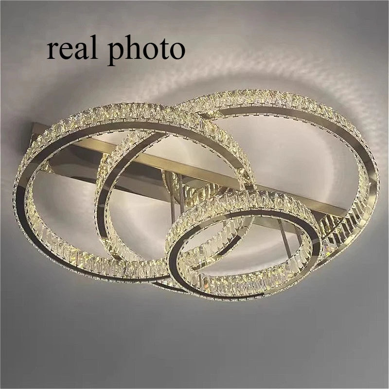 Restaurant Luxury Crystal LED Ceiling Hanging Lamp High-end Living Room Villa Lobby Pendant Light Home Decor Lamp Factory Outlet