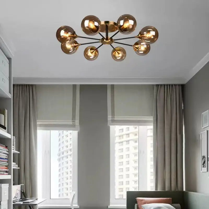 LED Ceiling Lamp Restaurant Bubble Glass Flower LED Ceiling Pendant Light Stylish Luxury Master Bedroom Ceiling Lamps Home Decor