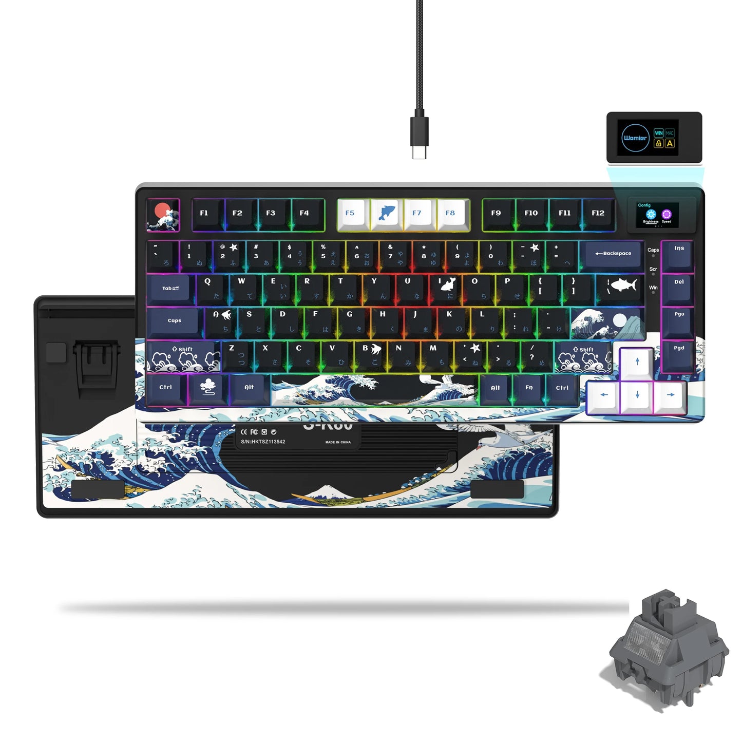Womier S-K80 Green 75% Keyboard with Color OLED Display Mechanical Gaming Keyboard Hot Swap Keyboard Gasket Mount RGB  Keyboard
