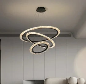 Restaurant Nordic Muti-Ring Metal LED Pendant Lights Luxury Minimalist Grand Home Decor Living Room Hotel Villa Lobby Chandelier