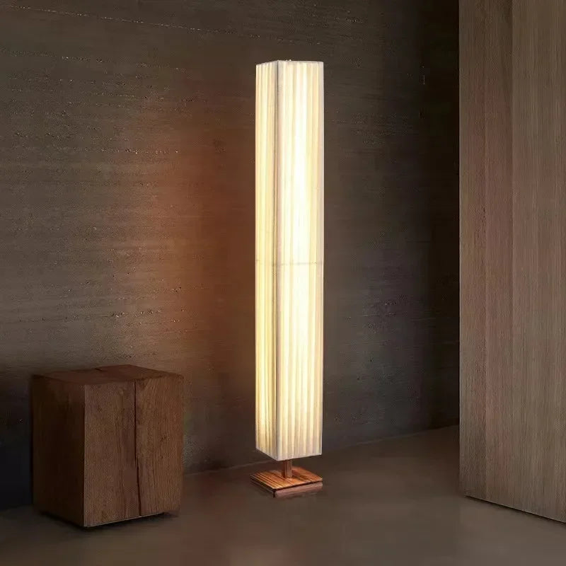 Fabric Wood LED Floor Lamp Decorative Standing Night Light for Living Room Sofa Side Bedroom Bedside Home Decor