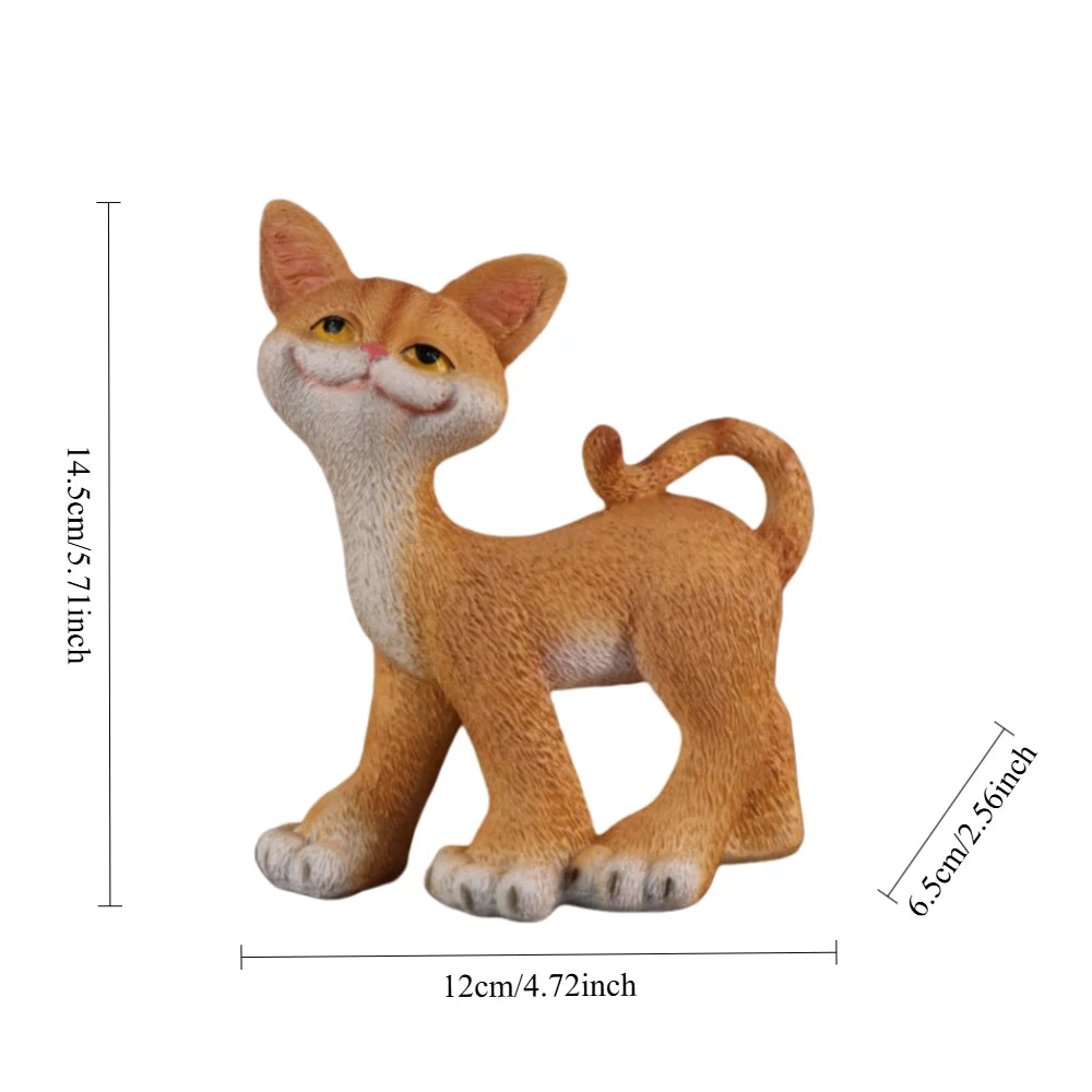 Cute Cat Figurine Anxiety Relief Desktop Decoration Office Stress Relief Ornament Home Decor Animal Statue Resin Kitty Sculpture